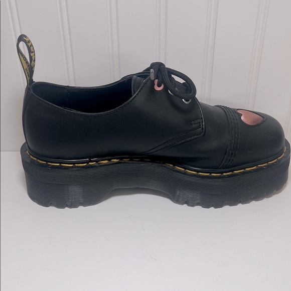 Dr. Martens 1461 Quad Heart Platform Shoes with Pink Heart Accents - Picture 5 of 14